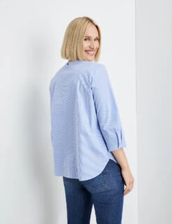 Gerry Weber 3/4 Arm Baumwollbluse Mit Faltendetail -Feine Mode 34 arm baumwollbluse mit faltendetail 102
