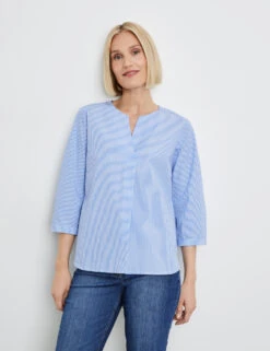Gerry Weber 3/4 Arm Baumwollbluse Mit Faltendetail