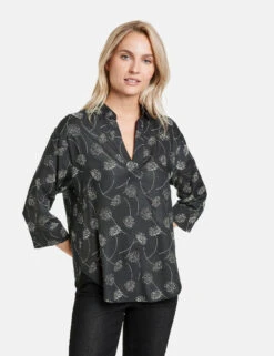 Taifun 3/4 Arm Bluse Mit Abgerundetem Saum -Feine Mode 34 arm bluse mit abgerundetem saum 01