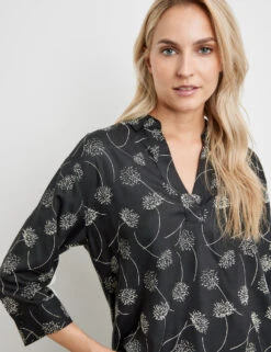 Taifun 3/4 Arm Bluse Mit Abgerundetem Saum -Feine Mode 34 arm bluse mit abgerundetem saum 100