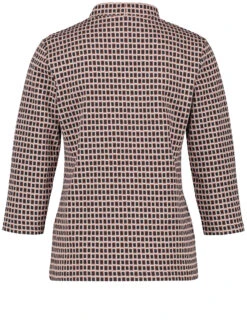 Gerry Weber 3/4 Arm Jacquard Shirt Mit Stehkragen -Feine Mode 34 arm jacquard shirt mit stehkragen 03