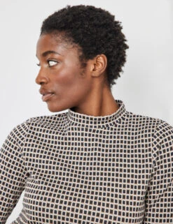 Gerry Weber 3/4 Arm Jacquard Shirt Mit Stehkragen -Feine Mode 34 arm jacquard shirt mit stehkragen 100