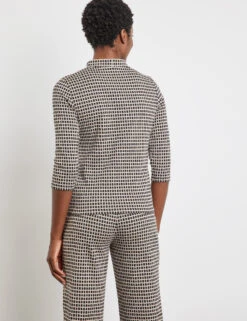 Gerry Weber 3/4 Arm Jacquard Shirt Mit Stehkragen -Feine Mode 34 arm jacquard shirt mit stehkragen 104