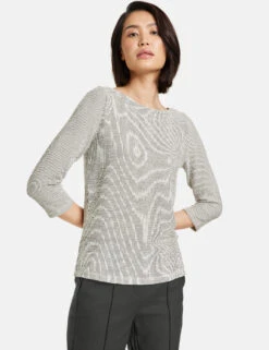 Taifun 3/4 Arm Shirt Aus Struktur-Jersey -Feine Mode 34 arm shirt aus struktur jersey 01