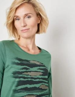 Gerry Weber 3/4 Arm Shirt Mit Abstraktem Frontprint -Feine Mode 34 arm shirt mit abstraktem frontprint 100