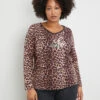 3/4 Arm Shirt Mit Animal-Print -Feine Mode 34 arm shirt mit animal print 110