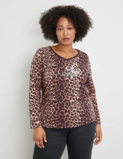 3/4 Arm Shirt Mit Animal-Print