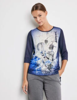 Feine Mode 9 Taifun 3/4 Arm Shirt Mit Floralem Frontprint Und Raffung