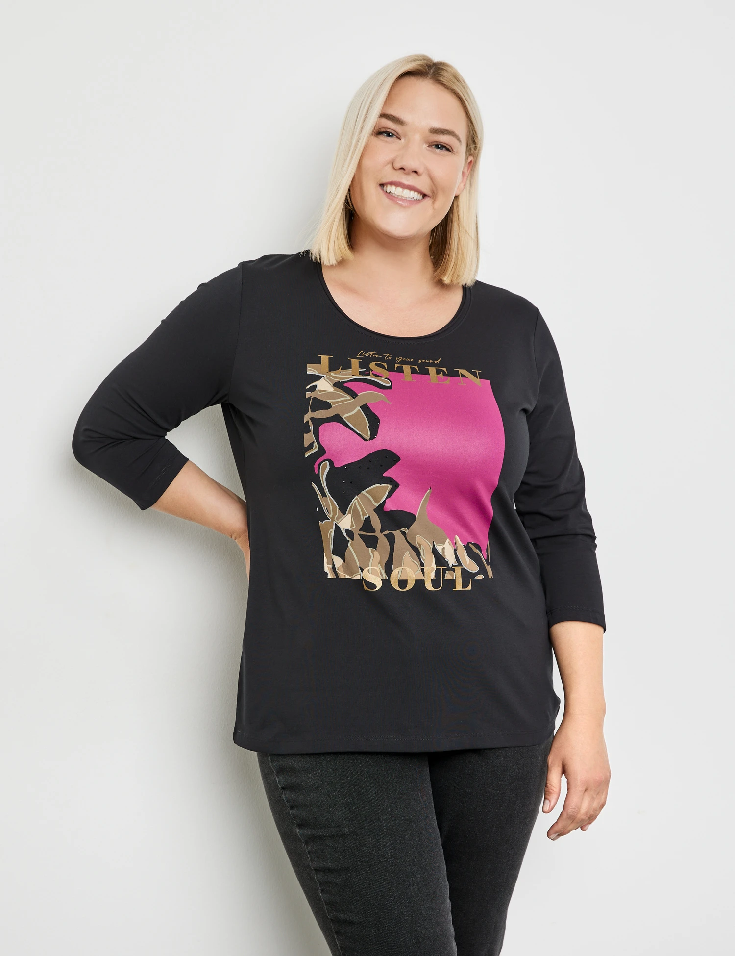 3/4 Arm Shirt Mit Frontprint 3 3/4 Arm Shirt Mit Frontprint