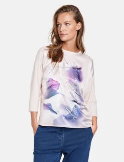 Taifun 3/4 Arm Shirt Mit Material-Patch -Feine Mode 34 arm shirt mit material patch 01