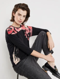 Taifun 3/4 Arm Shirt Mit Platziertem Print -Feine Mode 34 arm shirt mit platziertem print 102