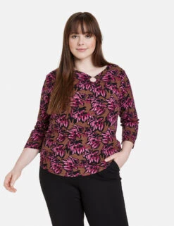 3/4 Arm Shirt Mit Ring-Detail -Feine Mode 34 arm shirt mit ring detail 01