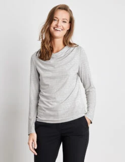 Taifun 3/4 Arm Shirt Mit Wasserfallausschnitt