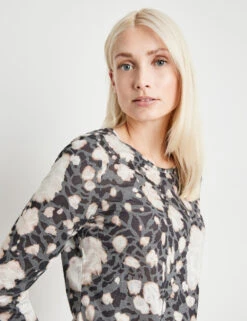 Taifun 3/4 Arm Shirt Mit Wording-Frontprint Aus Pailletten -Feine Mode 34 arm shirt mit wording frontprint aus pailletten 100