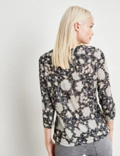 Taifun 3/4 Arm Shirt Mit Wording-Frontprint Aus Pailletten -Feine Mode 34 arm shirt mit wording frontprint aus pailletten 104