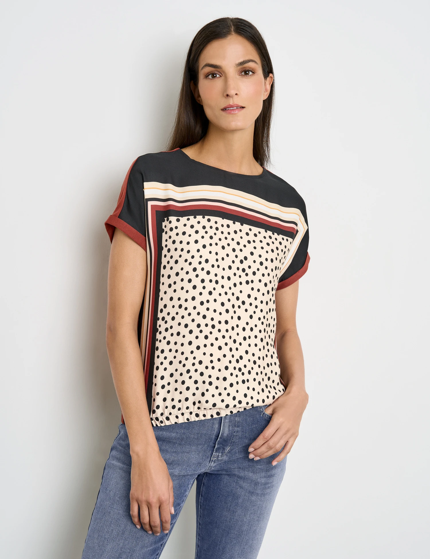Gerry Weber Bedrucktes Blusenshirt Mit Gerafftem Saum 3 Gerry Weber Bedrucktes Blusenshirt Mit Gerafftem Saum