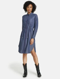 Taifun Blusenkleid In Jeansoptik Mit Taillen-Tunnelband -Feine Mode blusenkleid in jeansoptik mit taillen tunnelband 01