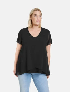 Blusenshirt Mit Chiffon-Layer -Feine Mode blusenshirt mit chiffon layer 01