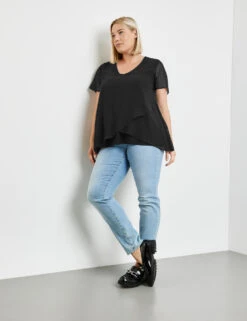Blusenshirt Mit Chiffon-Layer -Feine Mode blusenshirt mit chiffon layer 102