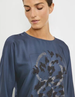 Gerry Weber Blusenshirt Mit Material-Patch Und Frontprint -Feine Mode blusenshirt mit material patch und frontprint 100