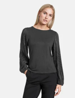 Taifun Blusenshirt Mit Plissee-Ärmeln -Feine Mode blusenshirt mit plissee aermeln 01