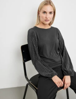 Taifun Blusenshirt Mit Plissee-Ärmeln -Feine Mode blusenshirt mit plissee aermeln 102