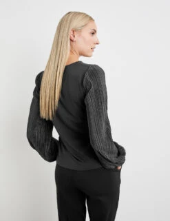 Taifun Blusenshirt Mit Plissee-Ärmeln -Feine Mode blusenshirt mit plissee aermeln 104