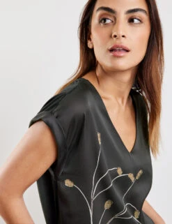 Taifun Blusenshirt Mit Satin-Front -Feine Mode blusenshirt mit satin front 100