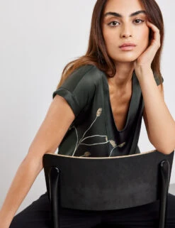 Taifun Blusenshirt Mit Satin-Front -Feine Mode blusenshirt mit satin front 102