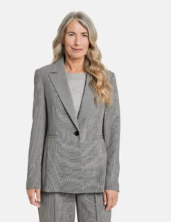 Gerry Weber Fein Karierter Blazer Mit Klassischem Schnitt -Feine Mode fein karierter blazer mit klassischem schnitt 01