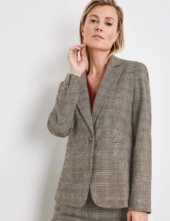 Gerry Weber Fein Karierter Blazer Mit Revers -Feine Mode fein karierter blazer mit revers 102