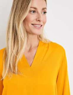Gerry Weber Fließende Bluse Mit Leichten Ballonärmeln -Feine Mode fliessende bluse mit leichten ballonaermeln 100