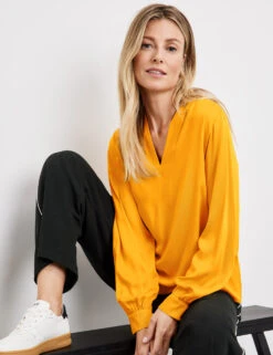 Gerry Weber Fließende Bluse Mit Leichten Ballonärmeln -Feine Mode fliessende bluse mit leichten ballonaermeln 102