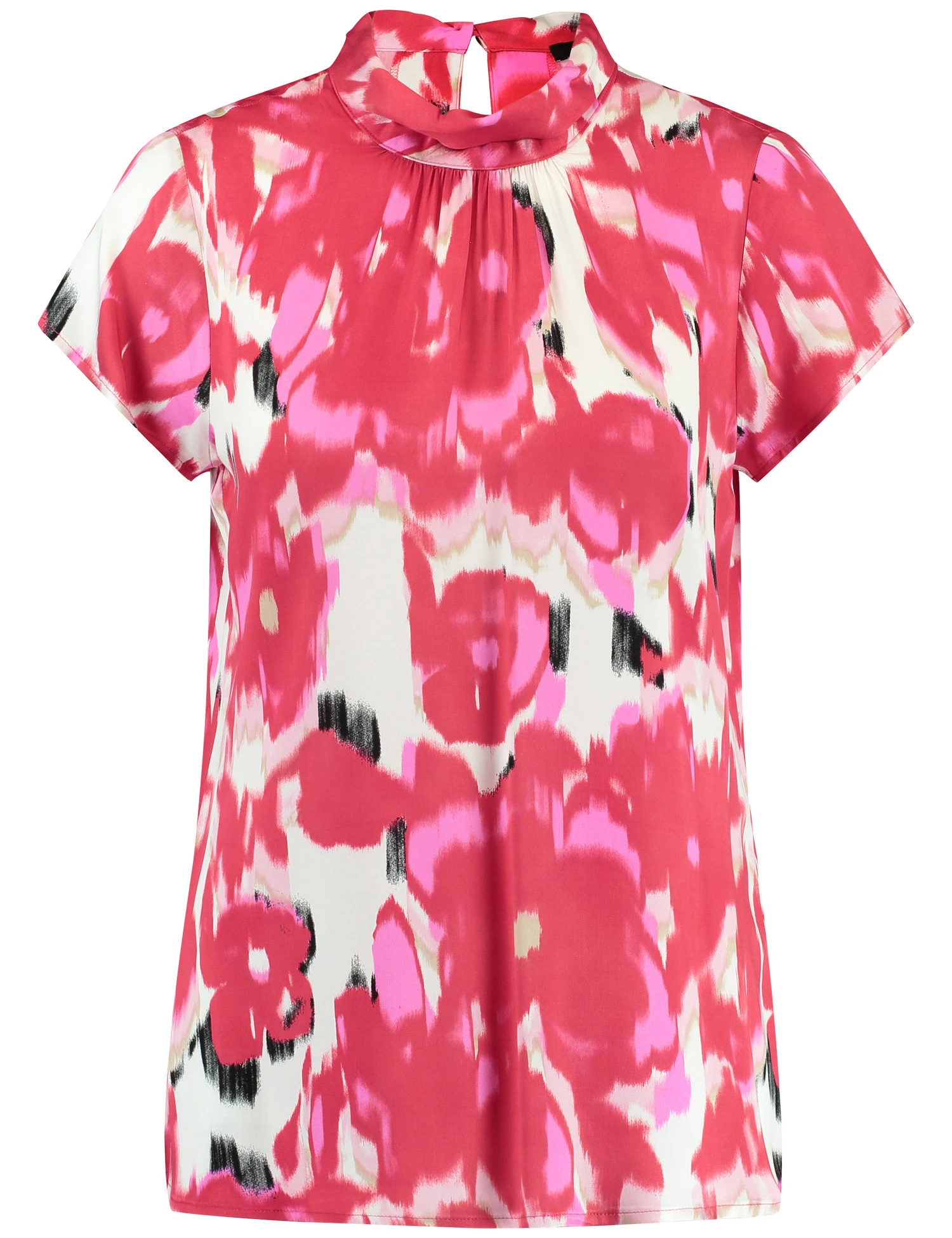 Taifun Floral Gemusterte Kurzarmbluse Mit Kleinem Stehkragen 4 Taifun Floral Gemusterte Kurzarmbluse Mit Kleinem Stehkragen - Image 2