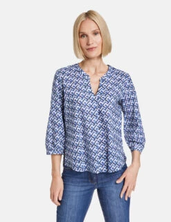 Gerry Weber Gemusterte 3/4 Arm Bluse -Feine Mode gemusterte 34 arm bluse 01