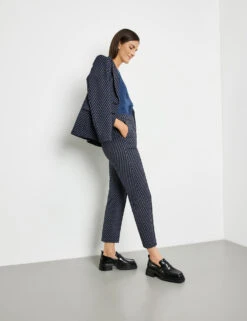 Gerry Weber Gemusterte 7/8 Stretchhose Mit Seitenschlitzen -Feine Mode gemusterte 78 stretchhose mit seitenschlitzen 102