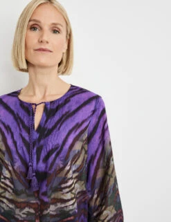 Gerry Weber Gemusterte Longbluse Mit Biesen -Feine Mode gemusterte longbluse mit biesen 100