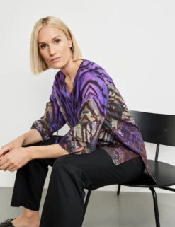 Gerry Weber Gemusterte Longbluse Mit Biesen -Feine Mode gemusterte longbluse mit biesen 102