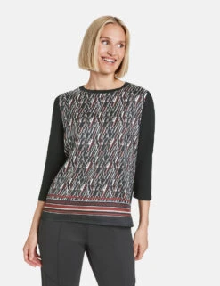 Gerry Weber Gemustertes 3/4 Arm Shirt Mit Material-Patch 15 Gerry Weber Gemustertes 3/4 Arm Shirt Mit Material-Patch -Feine Mode gemustertes 34 arm shirt mit material patch 01