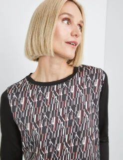 Gerry Weber Gemustertes 3/4 Arm Shirt Mit Material-Patch 12 Gerry Weber Gemustertes 3/4 Arm Shirt Mit Material-Patch -Feine Mode gemustertes 34 arm shirt mit material patch 100