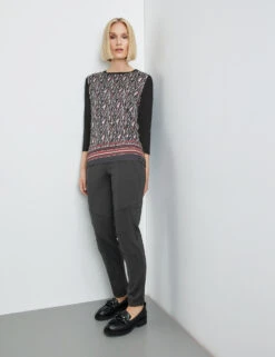 Gerry Weber Gemustertes 3/4 Arm Shirt Mit Material-Patch 13 Gerry Weber Gemustertes 3/4 Arm Shirt Mit Material-Patch -Feine Mode gemustertes 34 arm shirt mit material patch 102