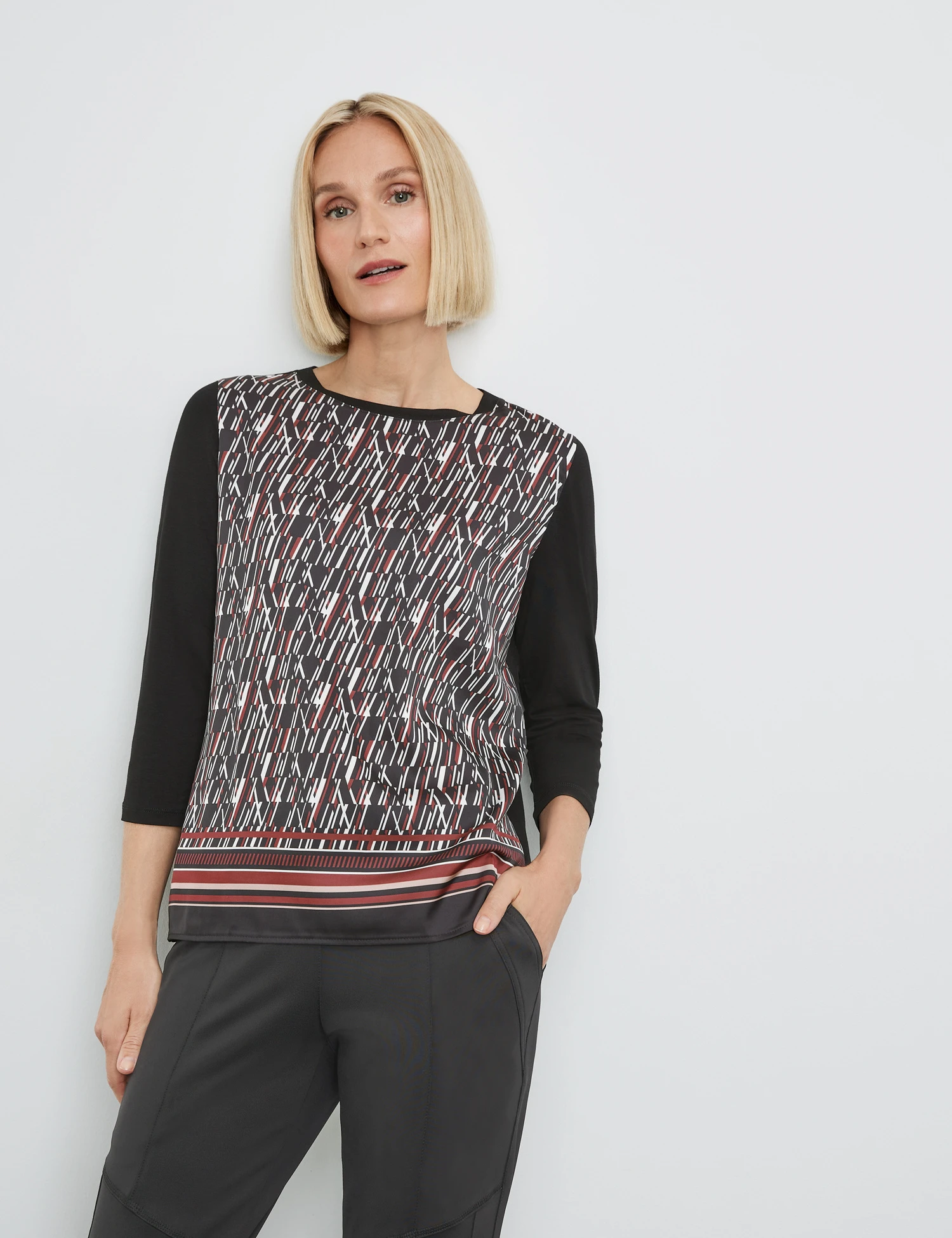 Gerry Weber Gemustertes 3/4 Arm Shirt Mit Material-Patch 3 Gerry Weber Gemustertes 3/4 Arm Shirt Mit Material-Patch