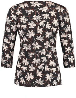 Taifun Gemustertes 3/4 Arm Shirt Mit V-Ausschnitt -Feine Mode gemustertes 34 arm shirt mit v ausschnitt 03