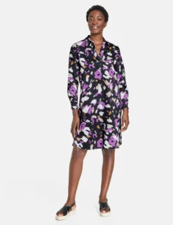 Gerry Weber Gemustertes Blusenkleid Mit Armriegel -Feine Mode gemustertes blusenkleid mit armriegel 01