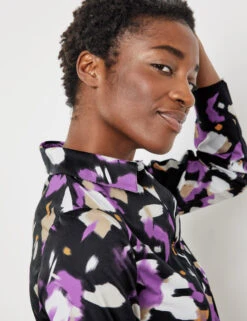 Gerry Weber Gemustertes Blusenkleid Mit Armriegel -Feine Mode gemustertes blusenkleid mit armriegel 100