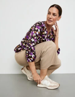 Gerry Weber Gemustertes Blusenshirt Mit Elastischem Saum -Feine Mode gemustertes blusenshirt mit elastischem saum 102