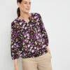 Gerry Weber Gemustertes Blusenshirt Mit Elastischem Saum -Feine Mode gemustertes blusenshirt mit elastischem saum 110