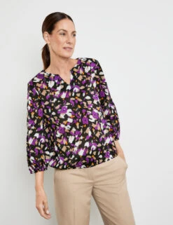 Gerry Weber Gemustertes Blusenshirt Mit Elastischem Saum