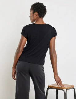 Gerry Weber Gemustertes Blusenshirt Mit Material-Patch -Feine Mode gemustertes blusenshirt mit material patch 104