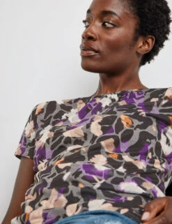 Gerry Weber Gemustertes Kurzarmshirt Mit Elastischem Saum 12 Gerry Weber Gemustertes Kurzarmshirt Mit Elastischem Saum -Feine Mode gemustertes kurzarmshirt mit elastischem saum 100